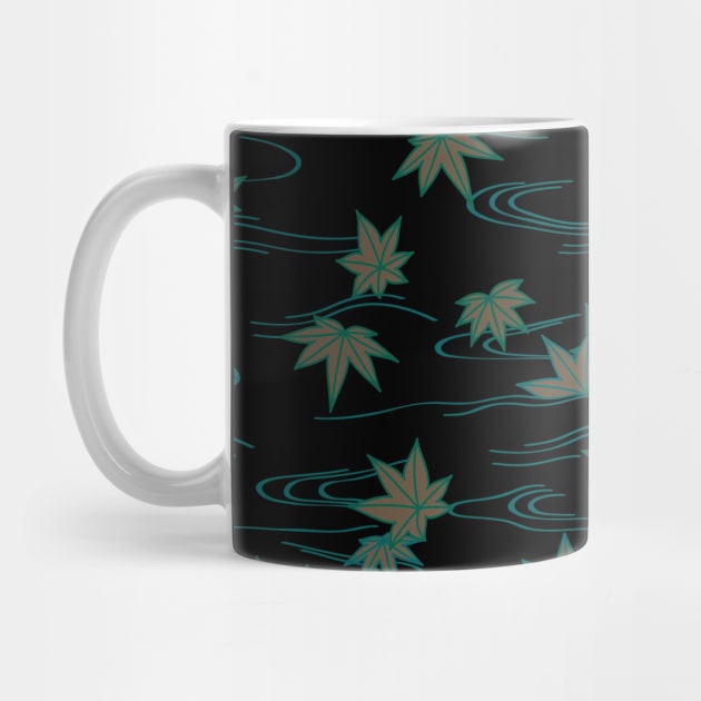 Black momiji - maple leaves seamless geometric pattern by Blacklinesw9